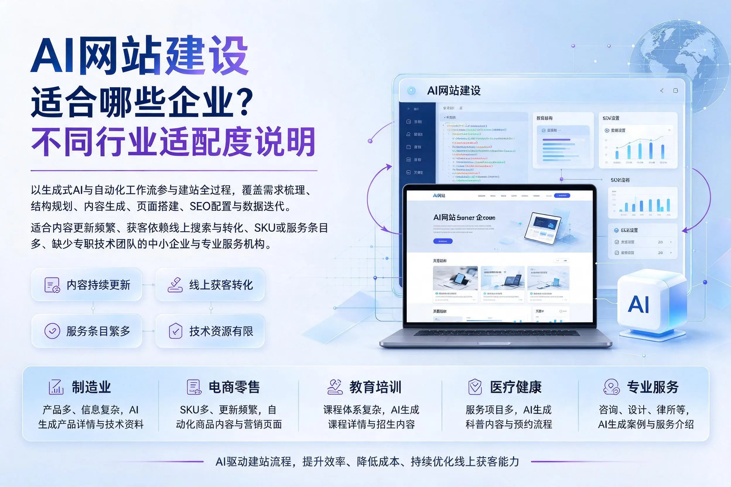 AI网站建设适合哪些企业？迪庆不同行业适配度说明